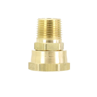 PWP Brass Fitting - Swivel Female Garden Hose x 1/2 Male NPT Side View