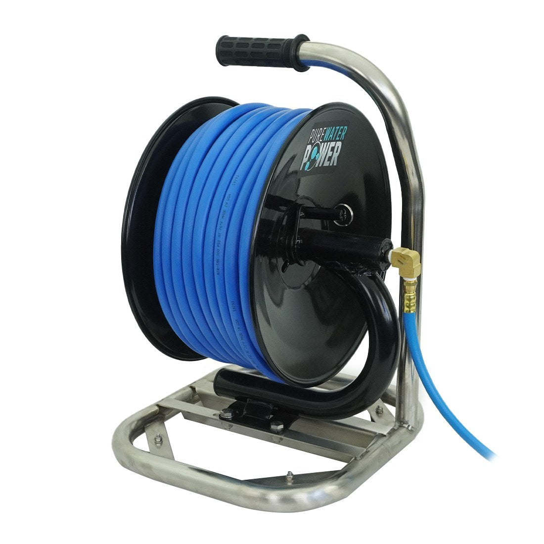 PWP Heavy Duty Portable Hose Reel - 150 Foot Right Angle View