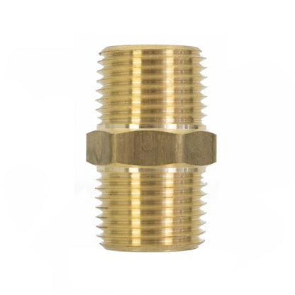 PWP Brass Fitting - Hex Nipple 1/2 NPT Side View