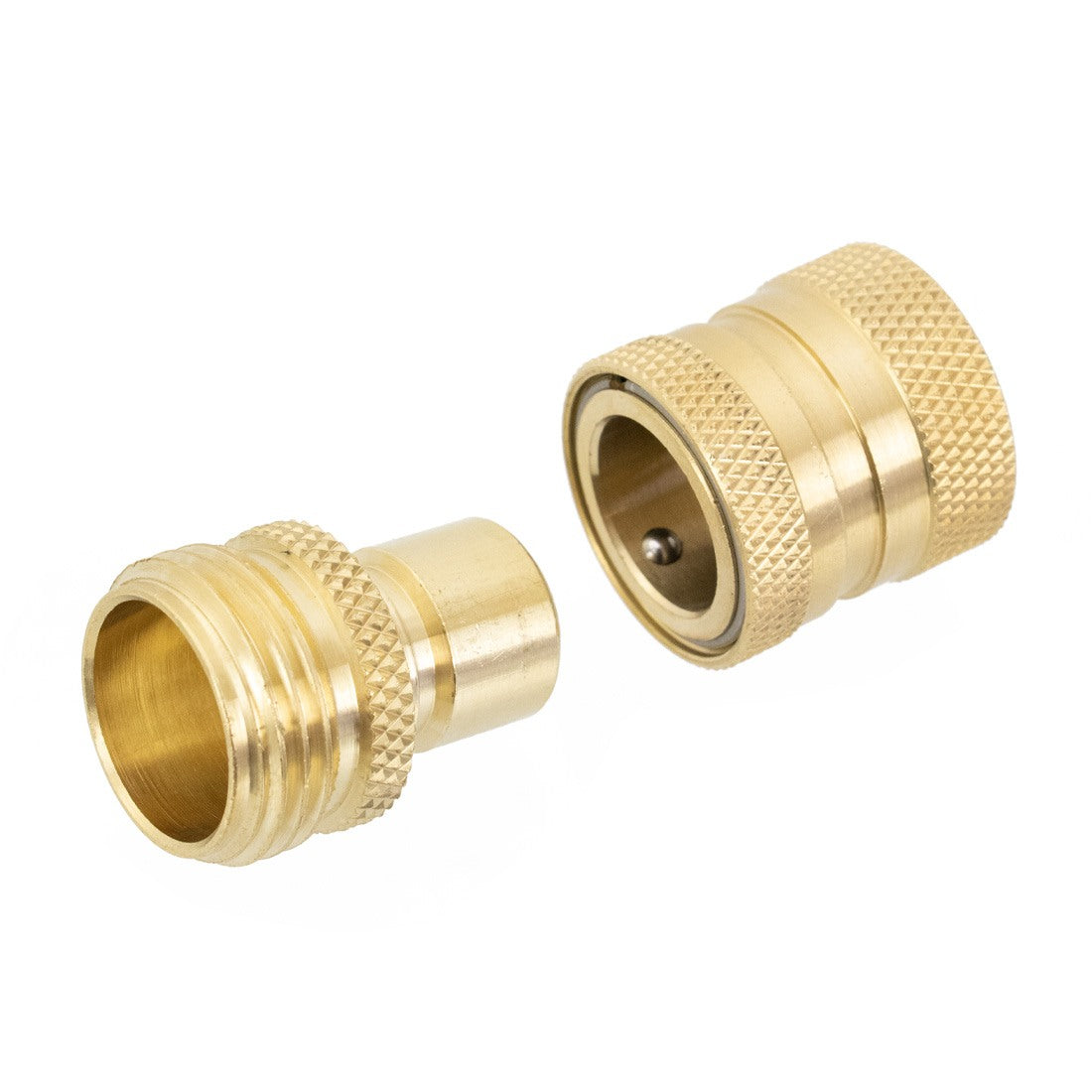 PWP Garden Hose Quick Connect Male and Female Set Brass Side View