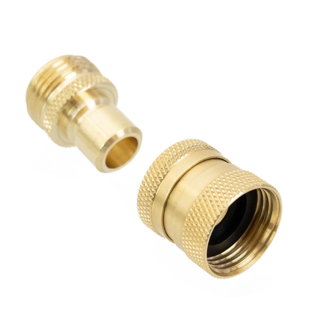 PWP Garden Hose Quick Connect Male and Female Set Brass Separated View