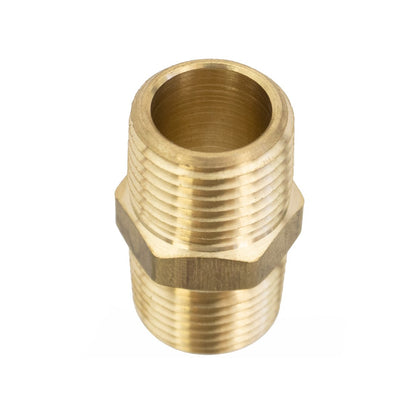 PWP Brass Fitting - Hex Nipple 1/2 NPT Top Angle View