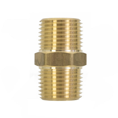 PWP Brass Fitting - Hex Nipple 1/2 NPT Side View